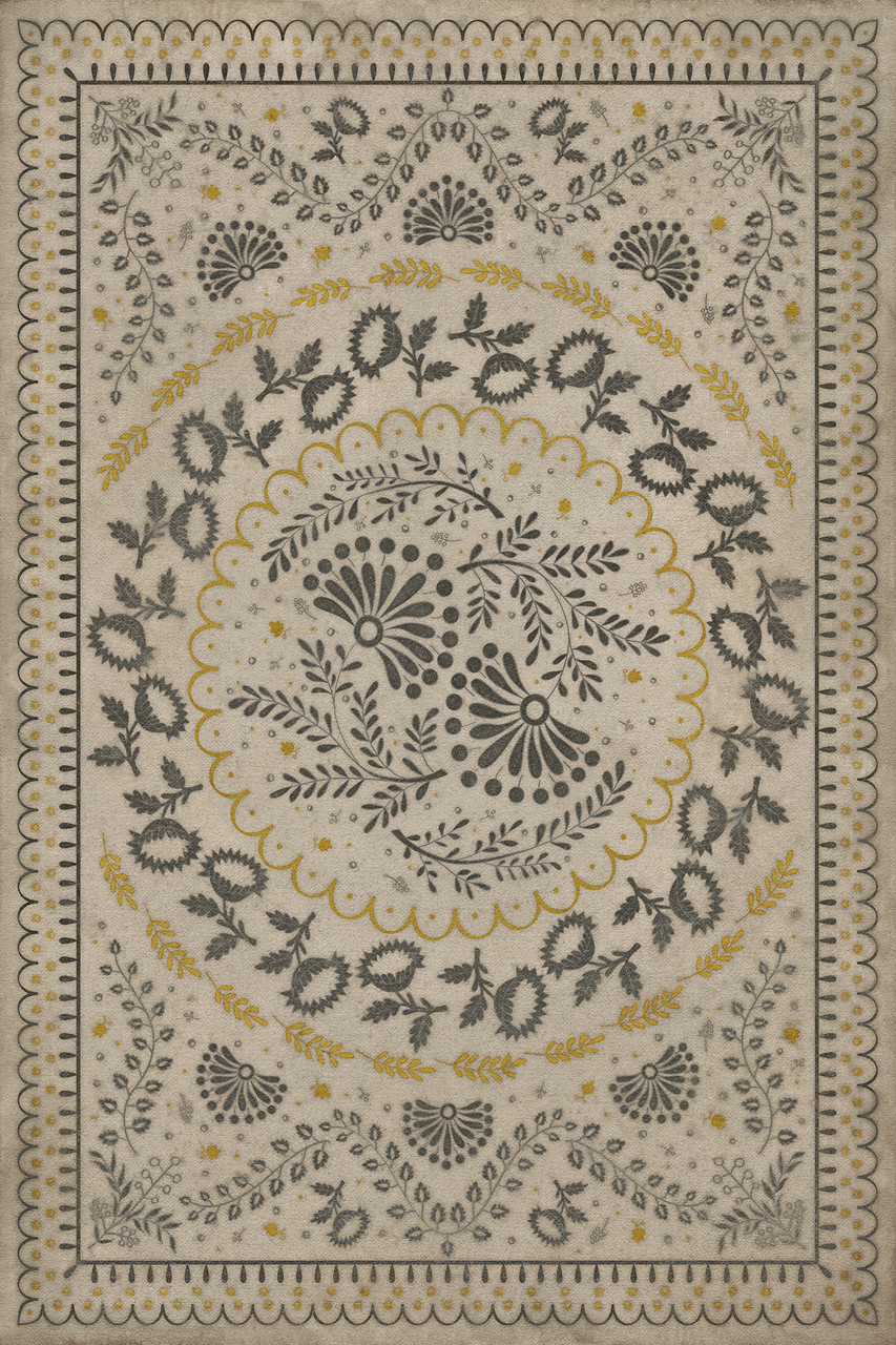 Williamsburg Cozens Brocade Early One Morning - vinyl floor cloth, Image for all rectangle sizes 