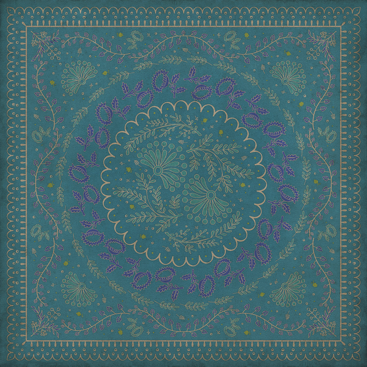 Williamsburg Cozens Brocade Enraptured I Gaze - vinyl floor cloth, Image for all square sizes
