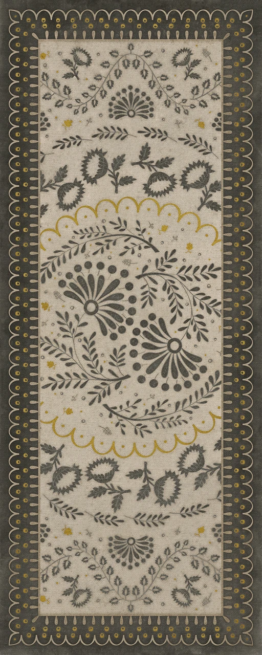 Williamsburg Cozens Brocade Lilly Dale - vinyl floor cloth sizes 30x75, 36x90