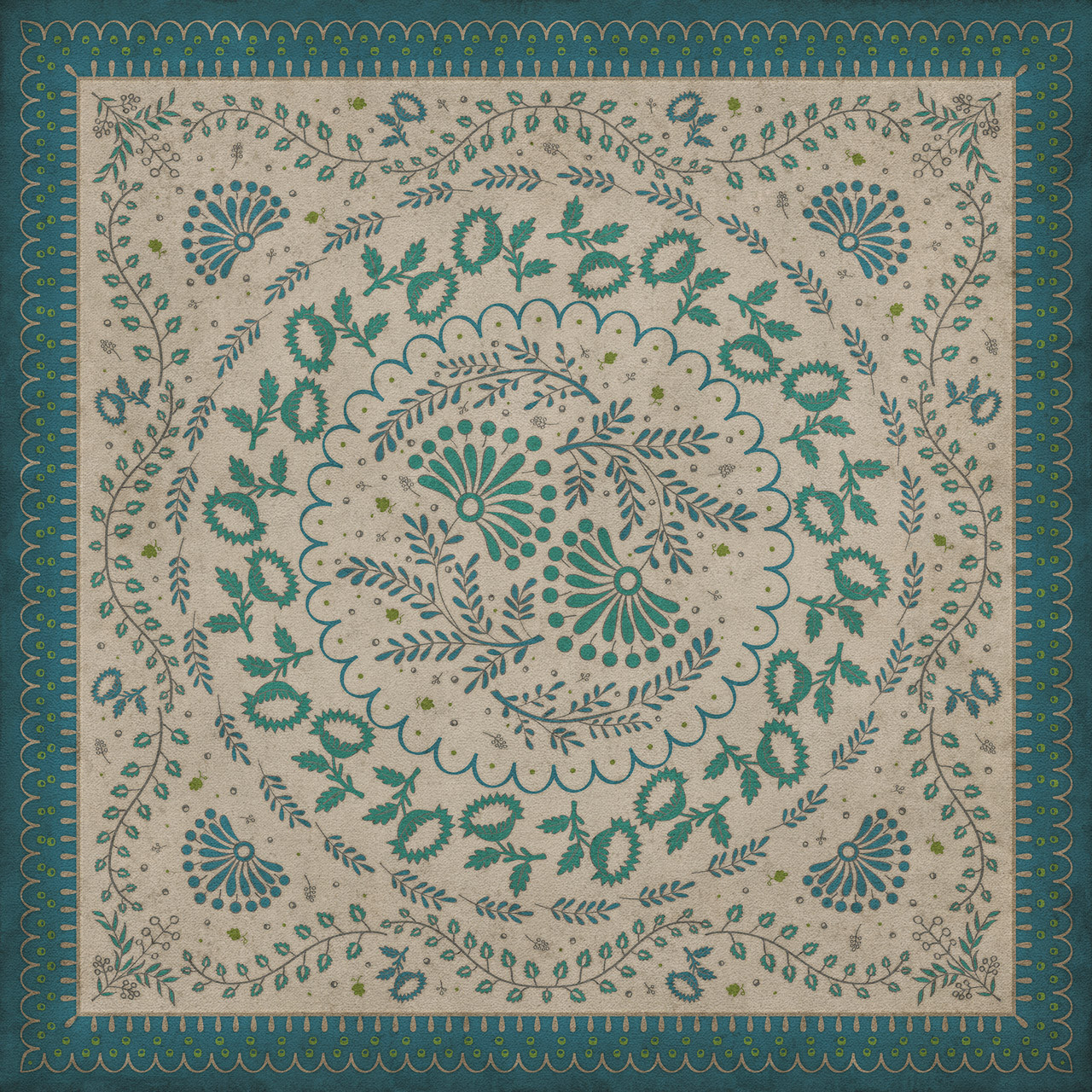 Williamsburg Cozens Brocade Mist Covered Mountains - vinyl floor cloth, Image for all square sizes