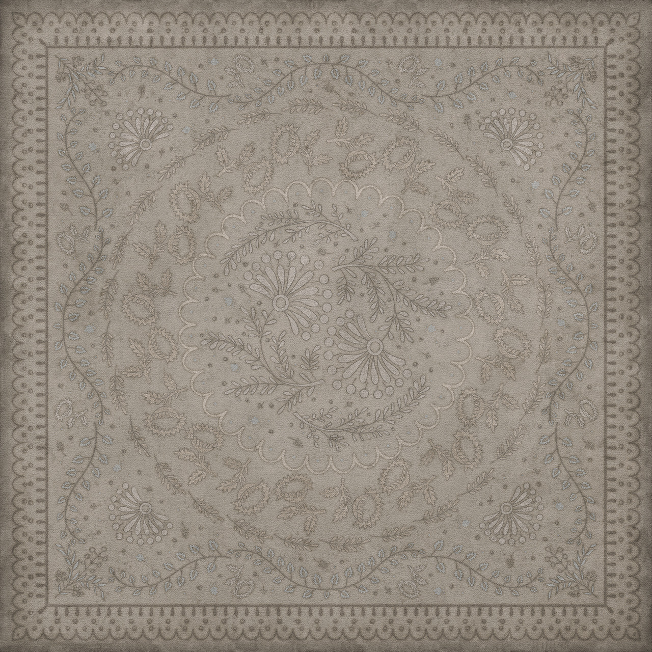 Williamsburg Cozens Brocade The Foggy Foggy Dew - vinyl floor cloth, Image for all square sizes