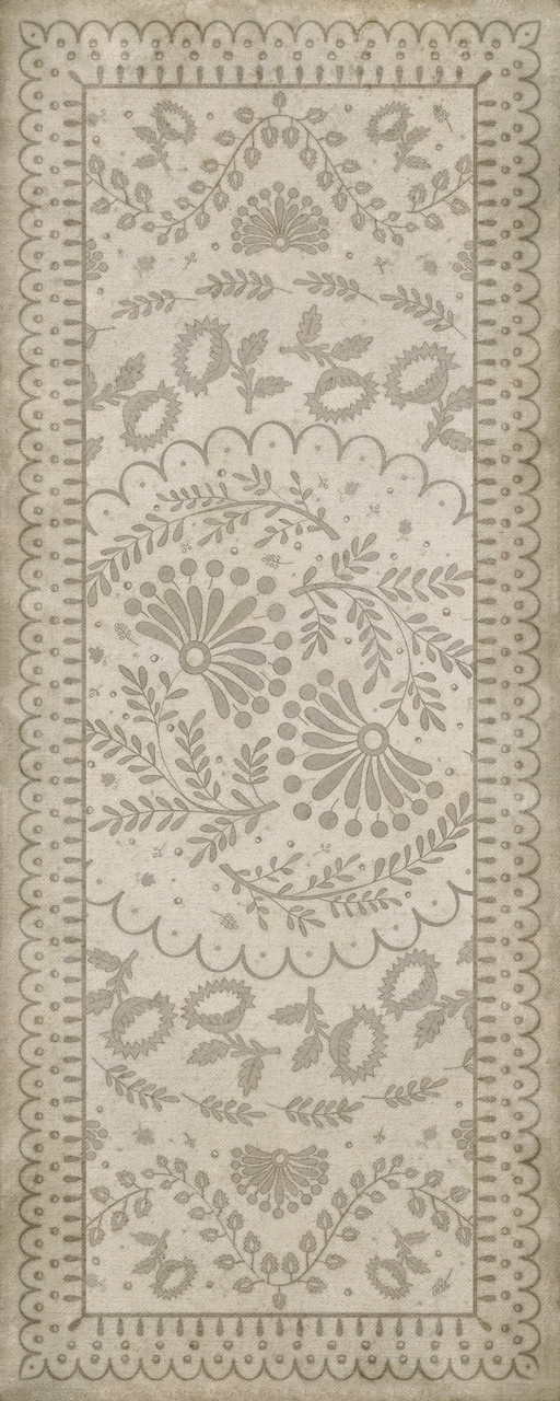 Williamsburg Cozens Brocade The Little Turtle Dove - vinyl floor cloth sizes 30x75, 36x90