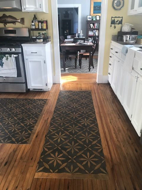 Roycrofter No Enemy but Himself - vinyl floor cloth used in a kitchen 