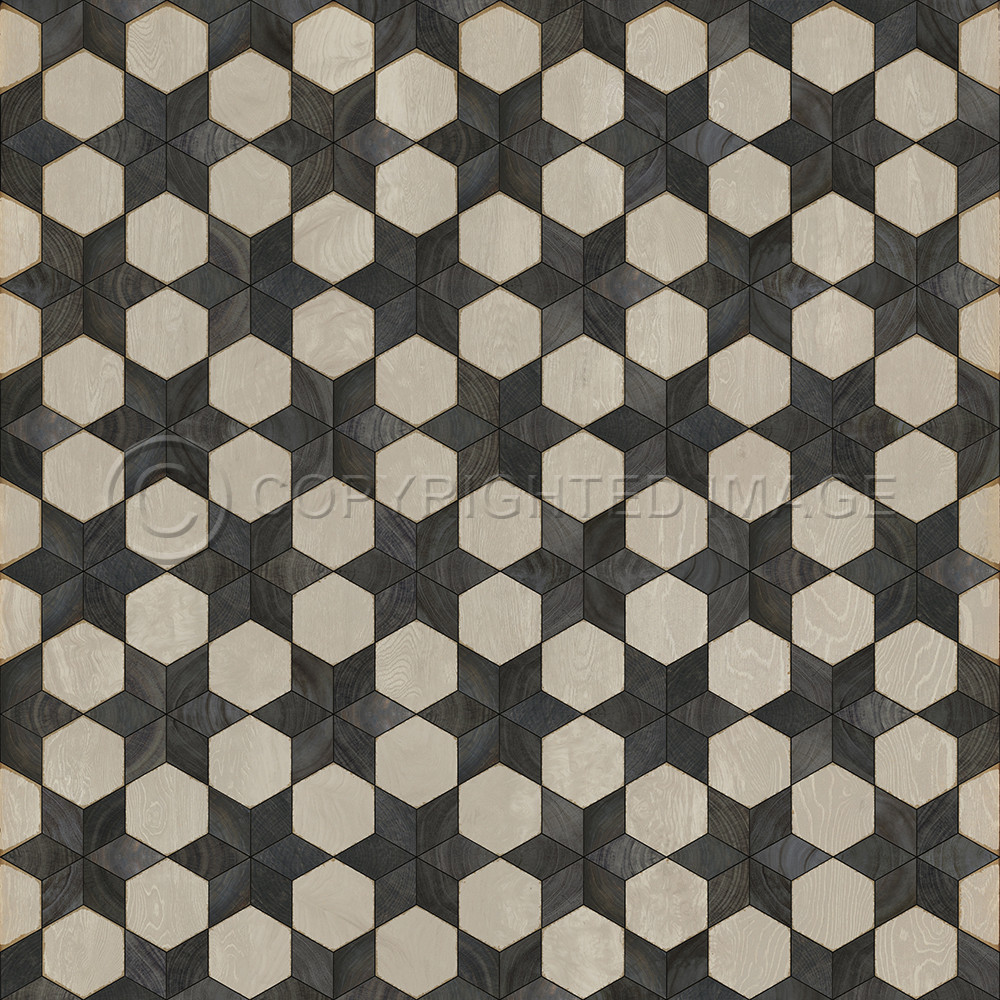 Illuminated Black Star - vinyl floor cloth sizes 60x60, 72x72