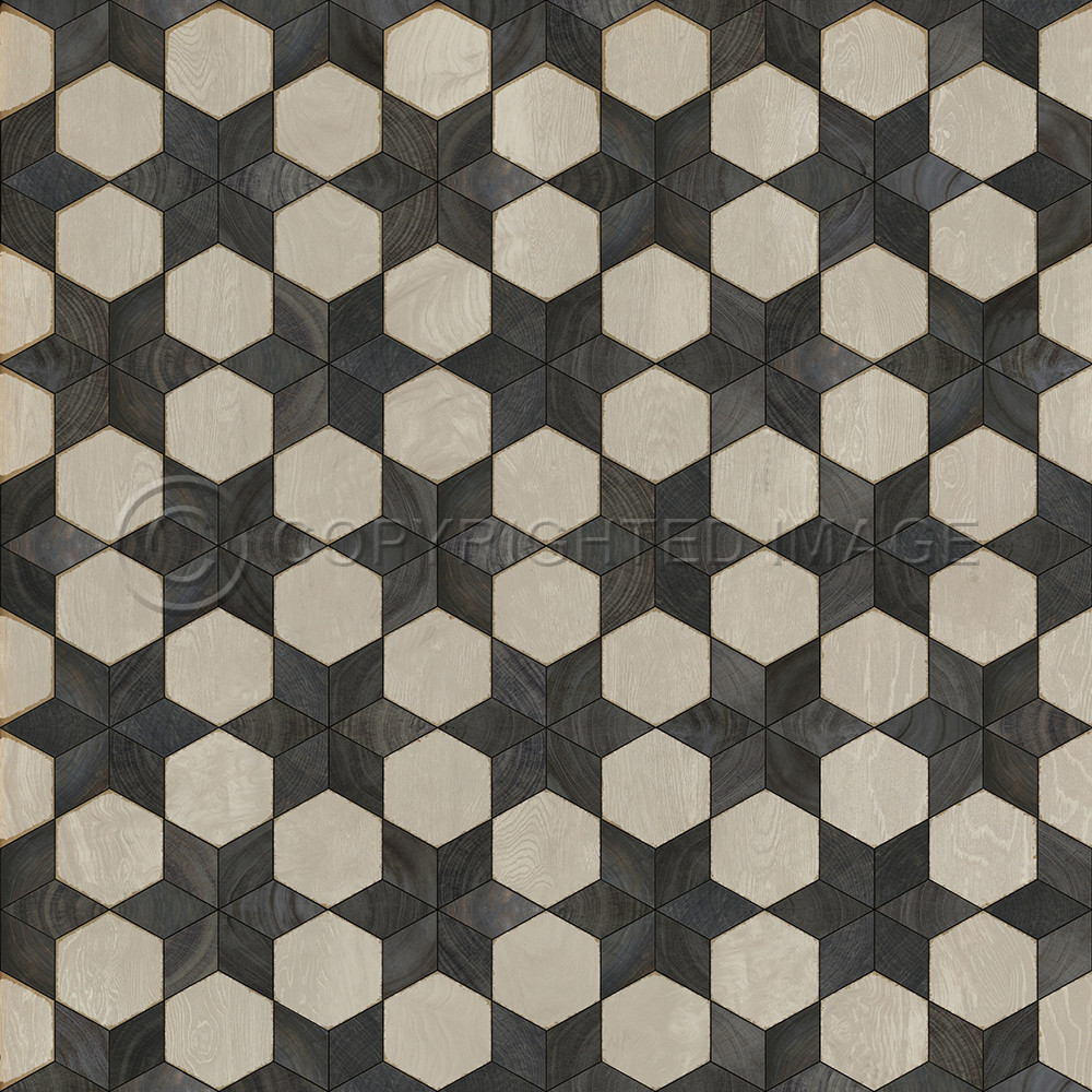 Illuminated Black Star - vinyl floor cloth sizes 36x36, 48x48