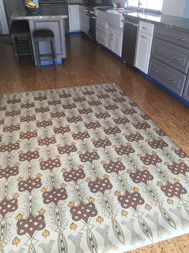Lord Byron Days are Done - vinyl floor cloth used in a kitchen 