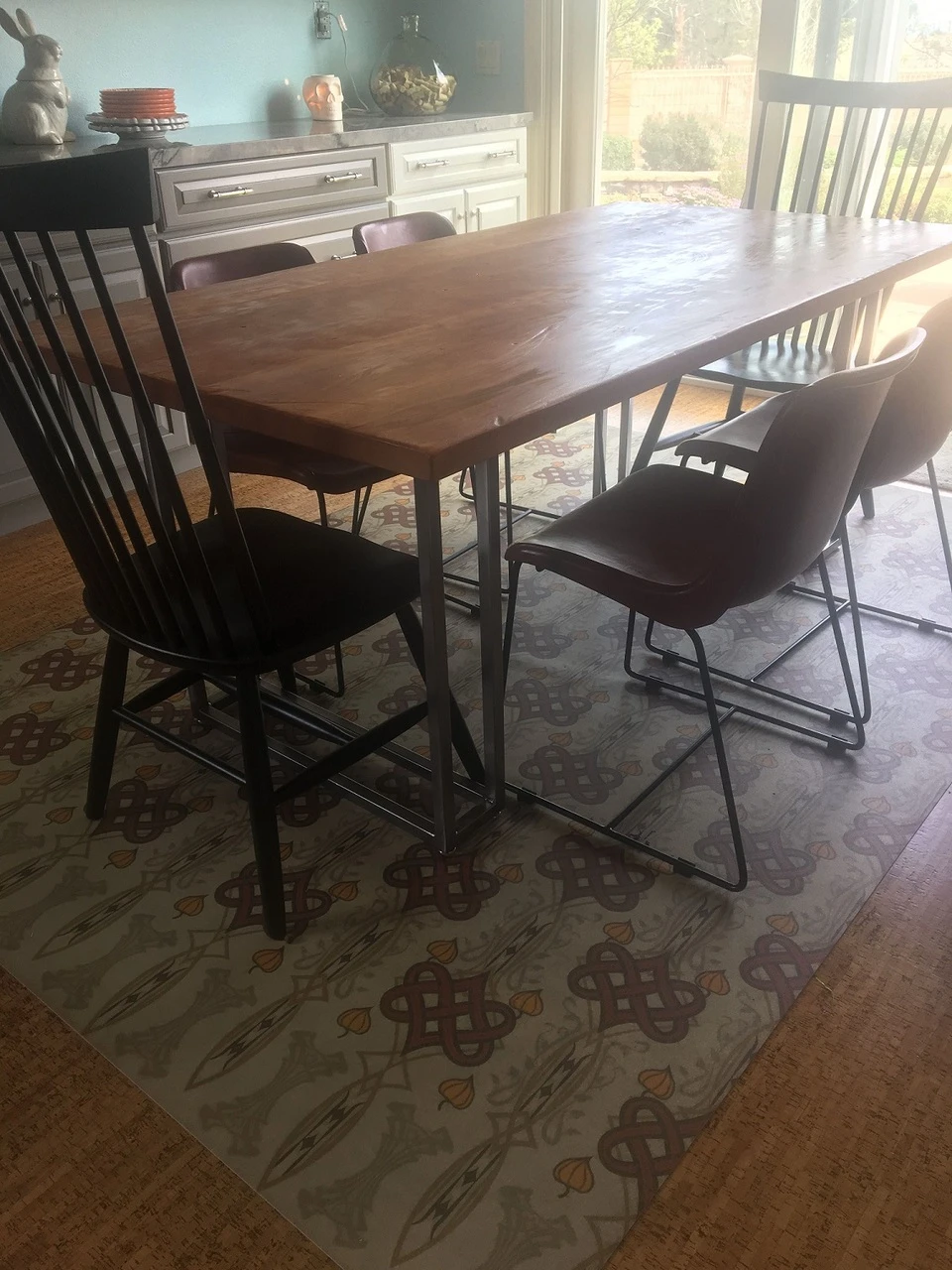 Lord Byron Days are Done - vinyl floor cloth used in a dining area