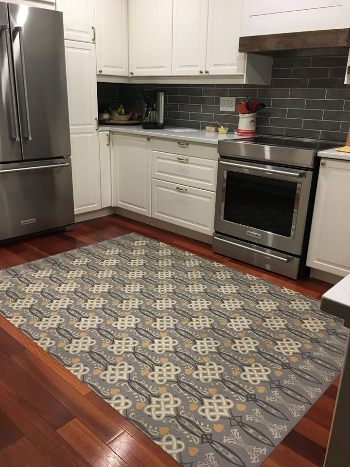 Lord Byron Siege and Conquest - vinyl floor cloth used in a kitchen 