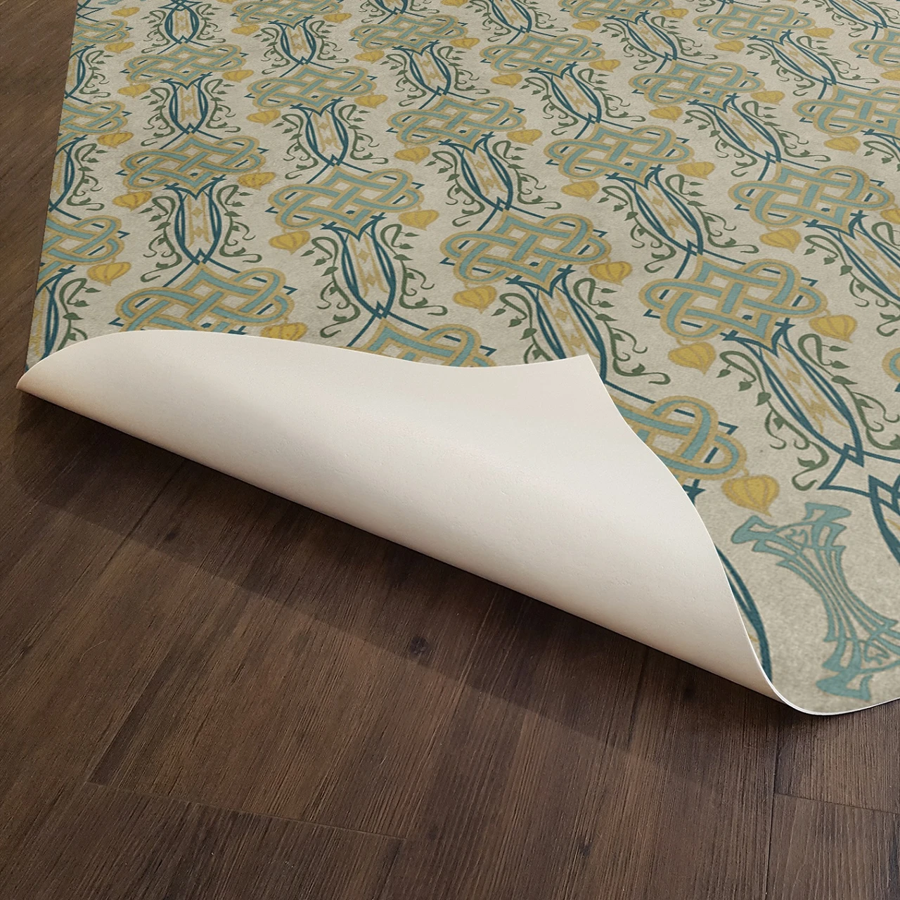 Lord Byron Young and Fair - vinyl floor cloth underside 