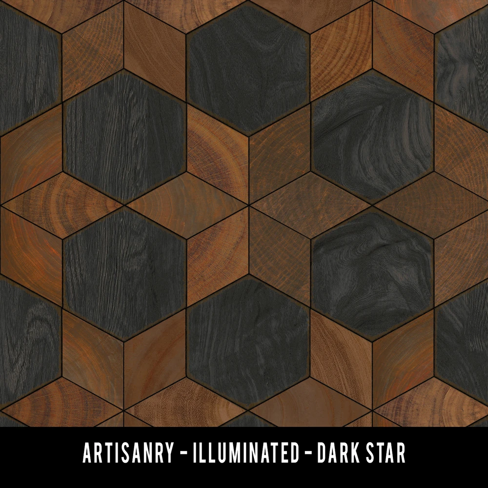 Illuminated Dark Star - vinyl floor cloth swatch sample