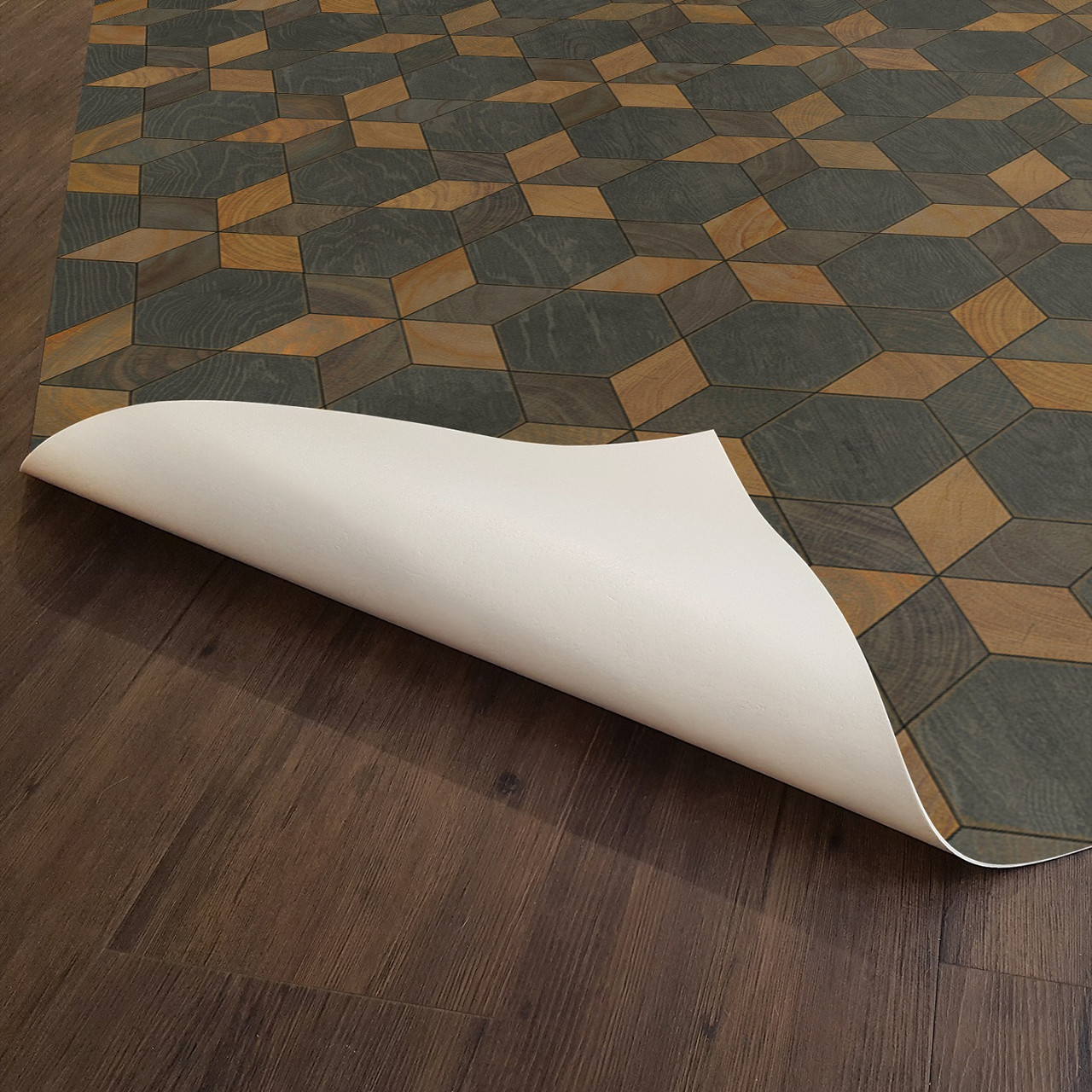 Illuminated Rock Star - vinyl floor cloth underside 