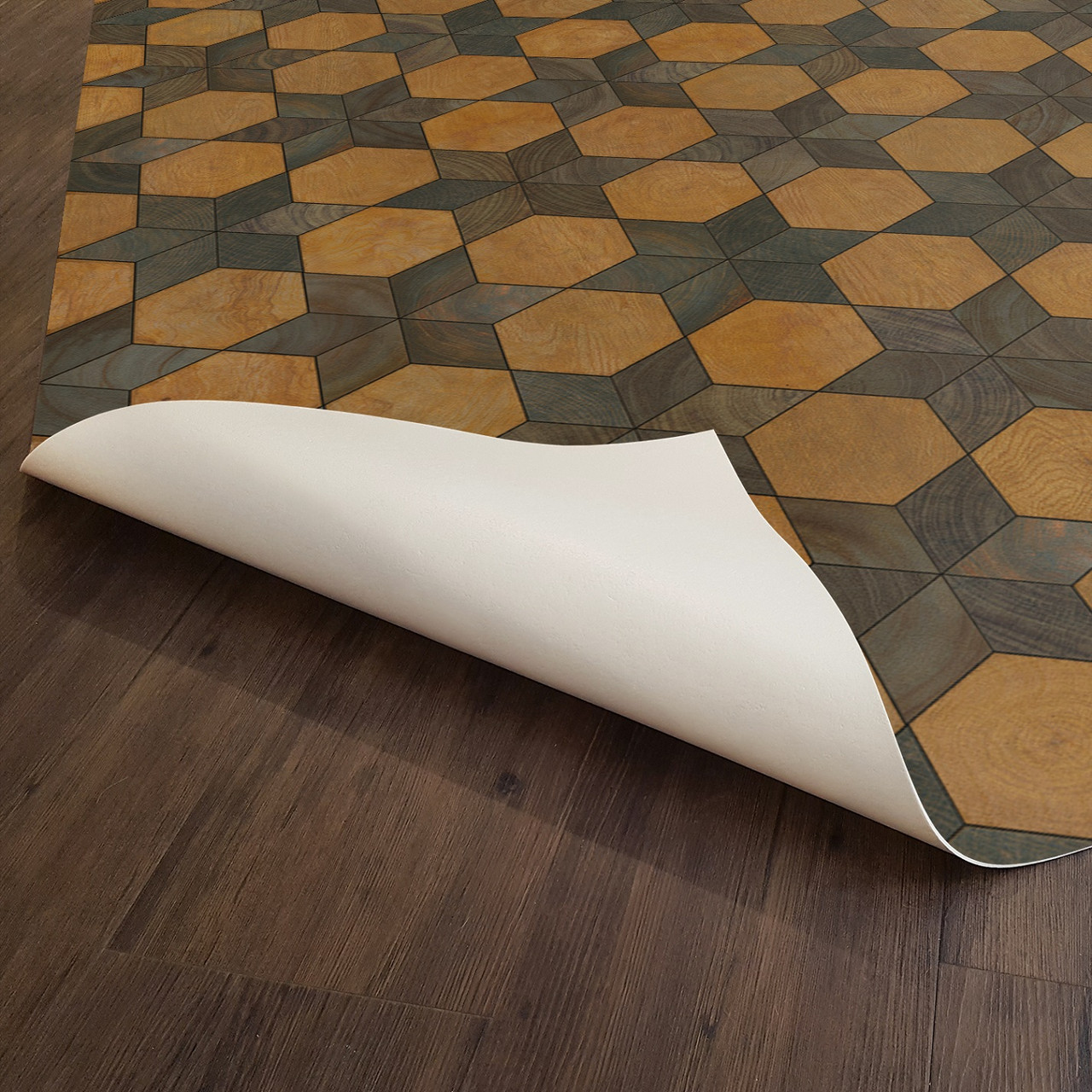Illuminated Swinging on a Star - vinyl floor cloth underside 