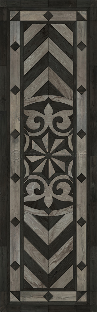 Caledonian Expect a Masterpiece - vinyl floor cloth sizes 24x77, 30x96, 26x83, 36x115