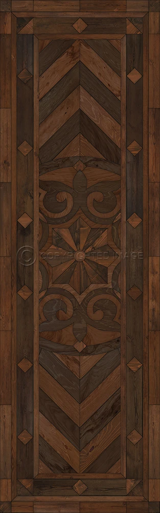 Caledonian In All the Details - vinyl floor cloth sizes 24x77, 30x96, 26x83, 36x115
