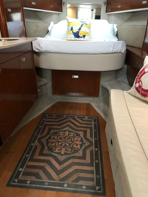 Caledonian They Rise Behind Her Steps - vinyl floor cloth Pura Vida used on a boat. 
