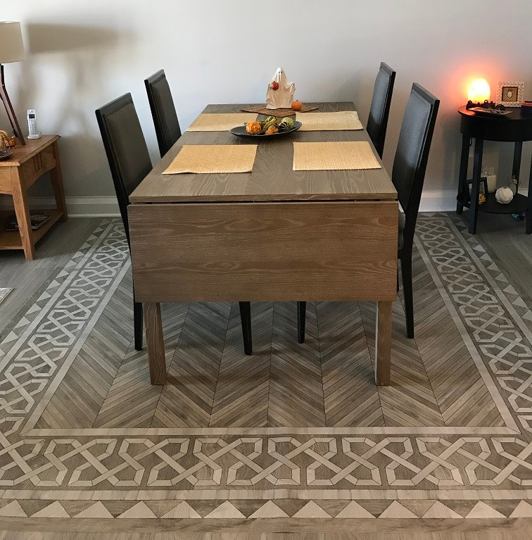 University Glasgow - vinyl floor cloth used in a dining room 