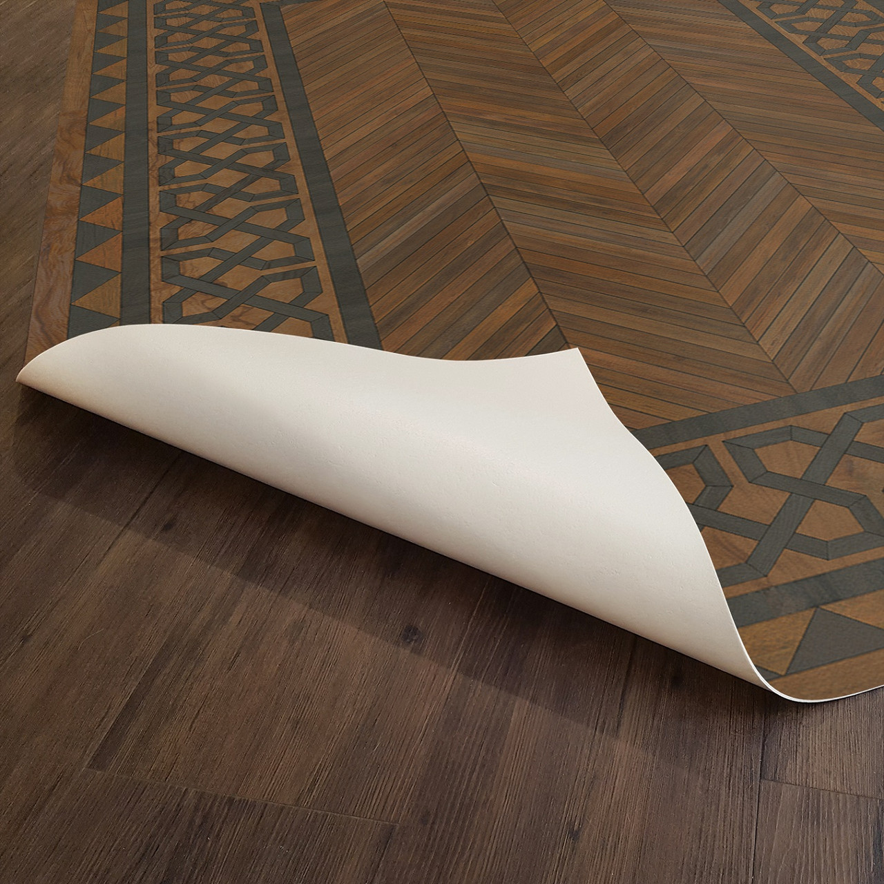 University Oxford - vinyl floor cloth underside 