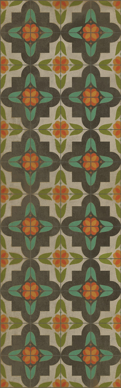 Pattern 33 Annas Garden vinyl floor cloth sizes  26x83, 36x115
