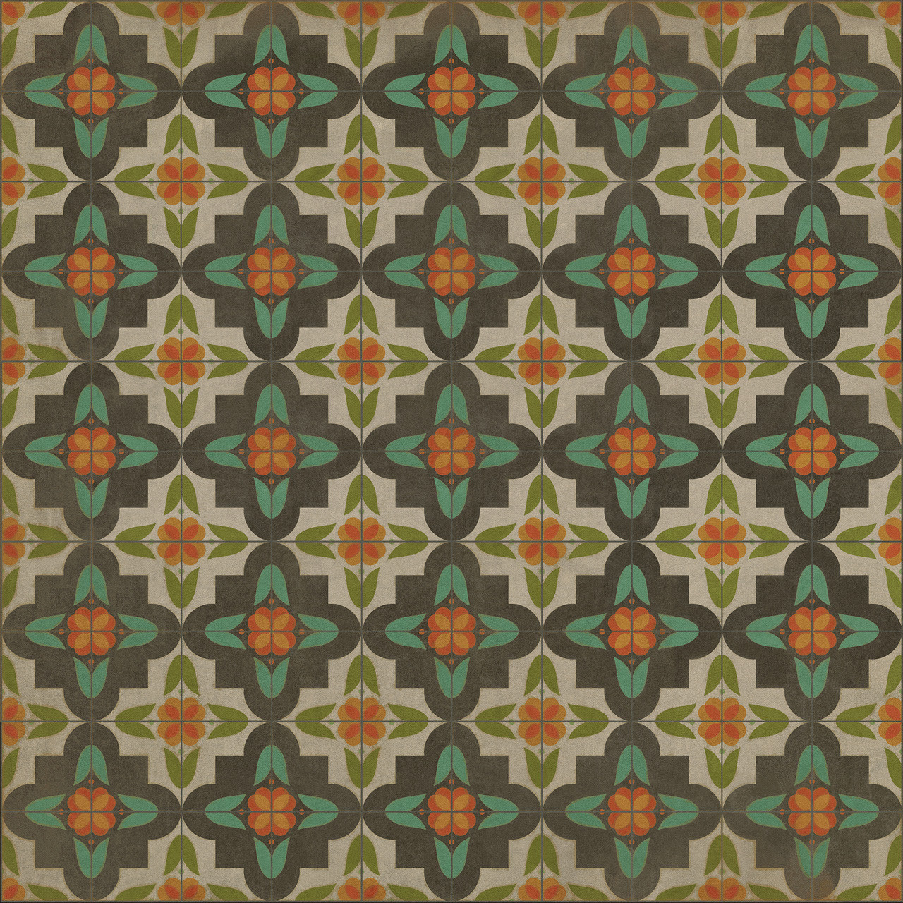 Pattern 33 Annas Garden vinyl floor cloth sizes 60x60, 72x72