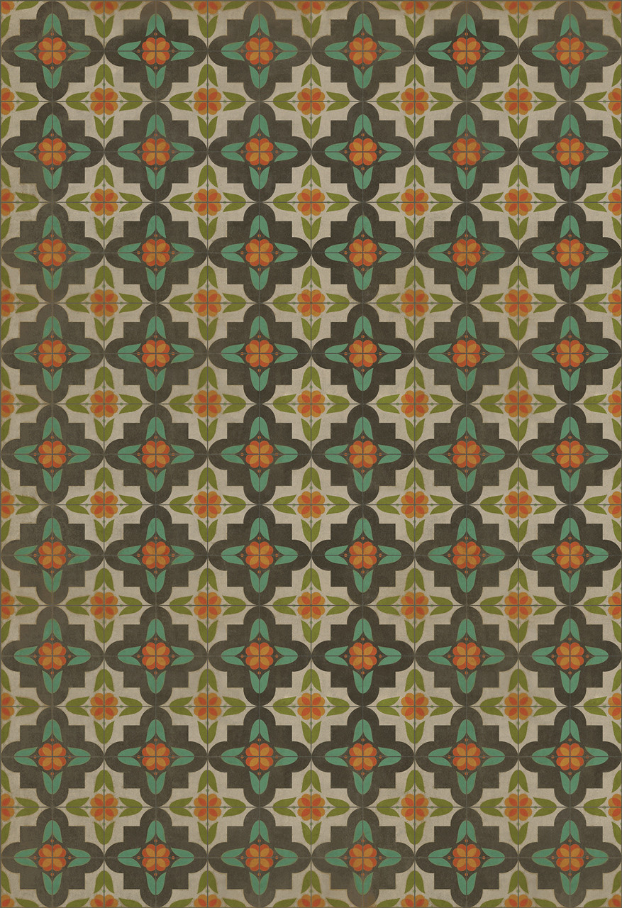 Pattern 33 Annas Garden vinyl floor cloth sizes 96x140, 120x175