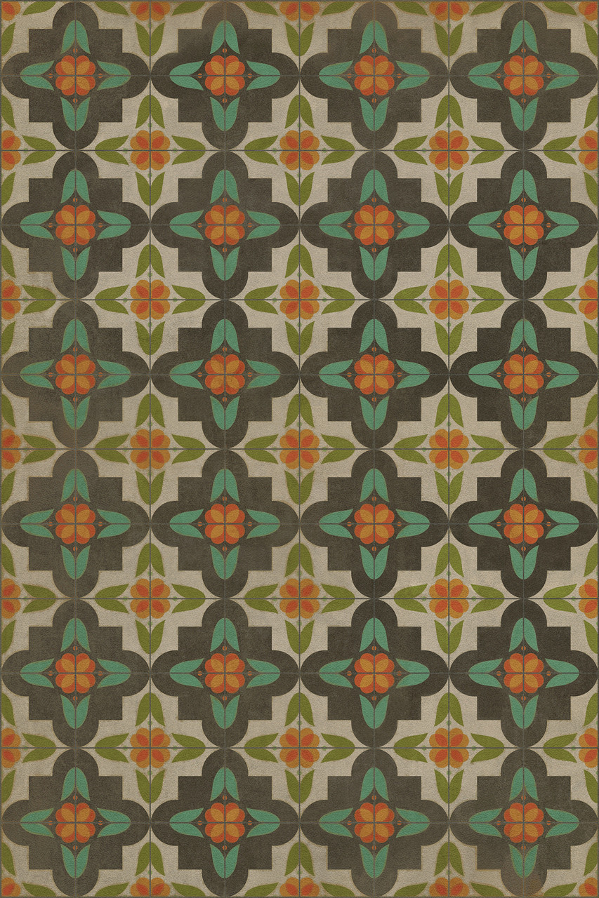Pattern 33 Annas Garden vinyl floor cloth sizes 20x30, 24x36, 30x44, 38x56, 52x76, 70x102