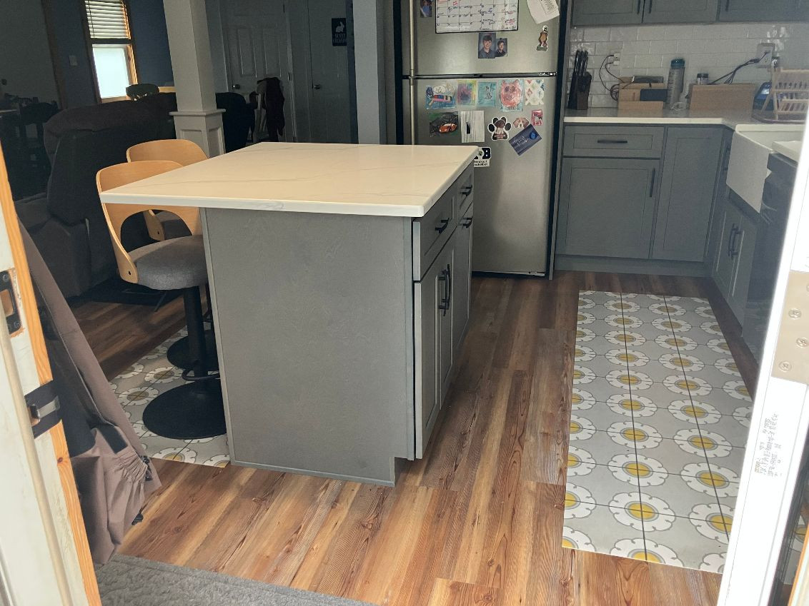 Pattern 78 Be Bop a Lula - vinyl floor cloth used in a kitchen 