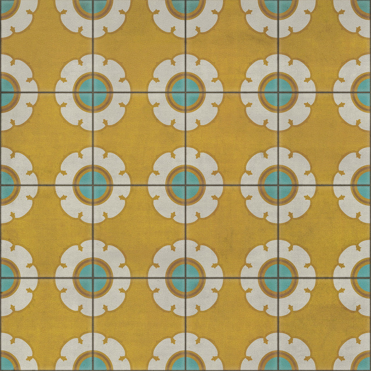 Pattern 78 Happy Days - vinyl floor cloth sizes 36x36, 48x48
