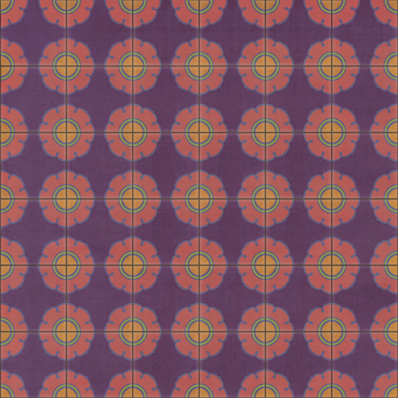 Pattern 78 Tutti Frutti - vinyl floor cloth sizes 84x84, 96x96, 120x120