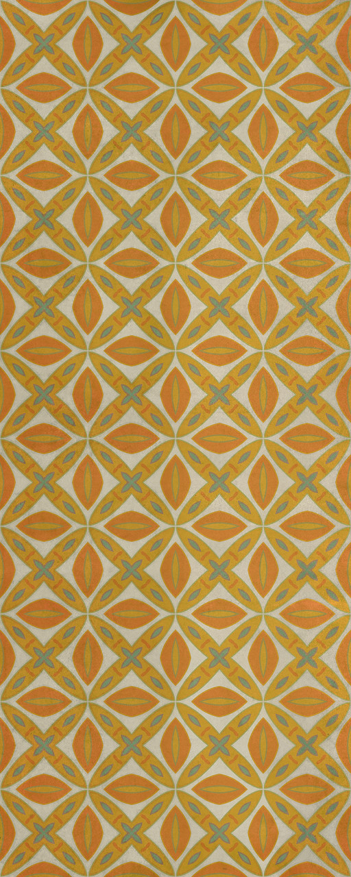 Pattern 82 Tiger Lily - vinyl floor cloth sizes 30x75, 36x90
