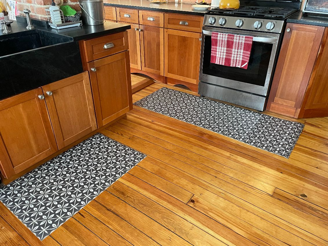 Classic Pattern 81 Uptown Diner - vinyl floor cloth used in a kitchen 