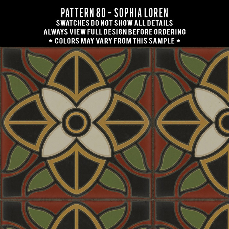 Pattern 80 Sophia Loren - vinyl floor cloth sizes swatch sample