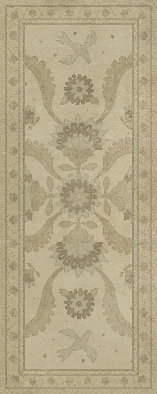 Williamsburg Applique A Way to Mend - vinyl floor cloth size 36x90