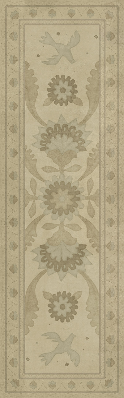 Williamsburg Applique A Way to Mend - vinyl floor cloth size 36x115