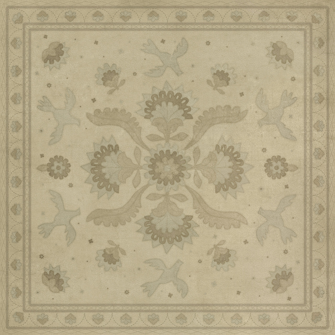 Williamsburg Applique A Way to Mend - vinyl floor cloth, Image for all square sizes