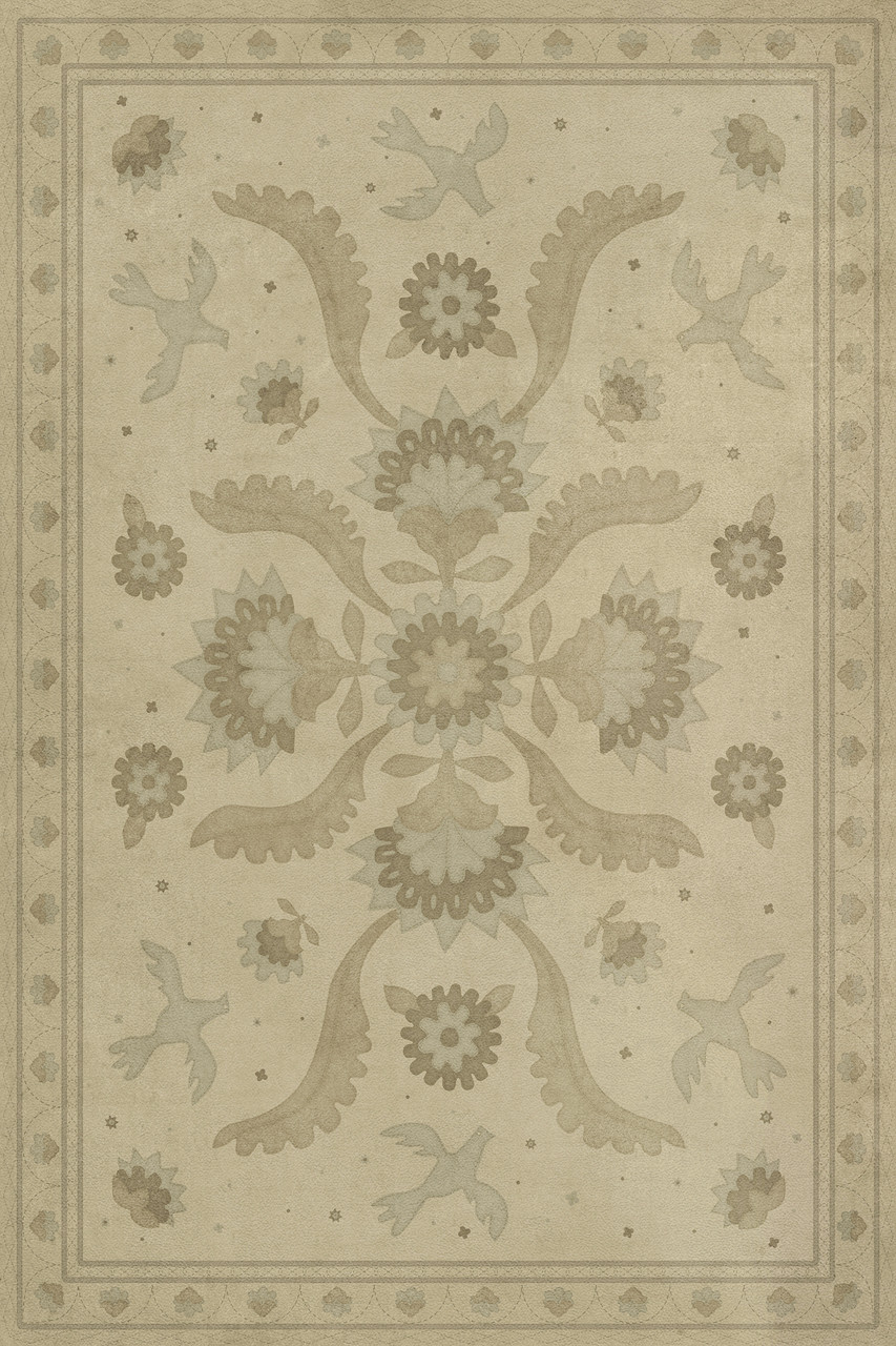 Williamsburg Applique A Way to Mend - vinyl floor cloth, image for all rectangle sizes