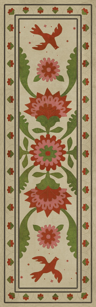 Williamsburg Applique The Frolic - vinyl floor cloth size 36x115