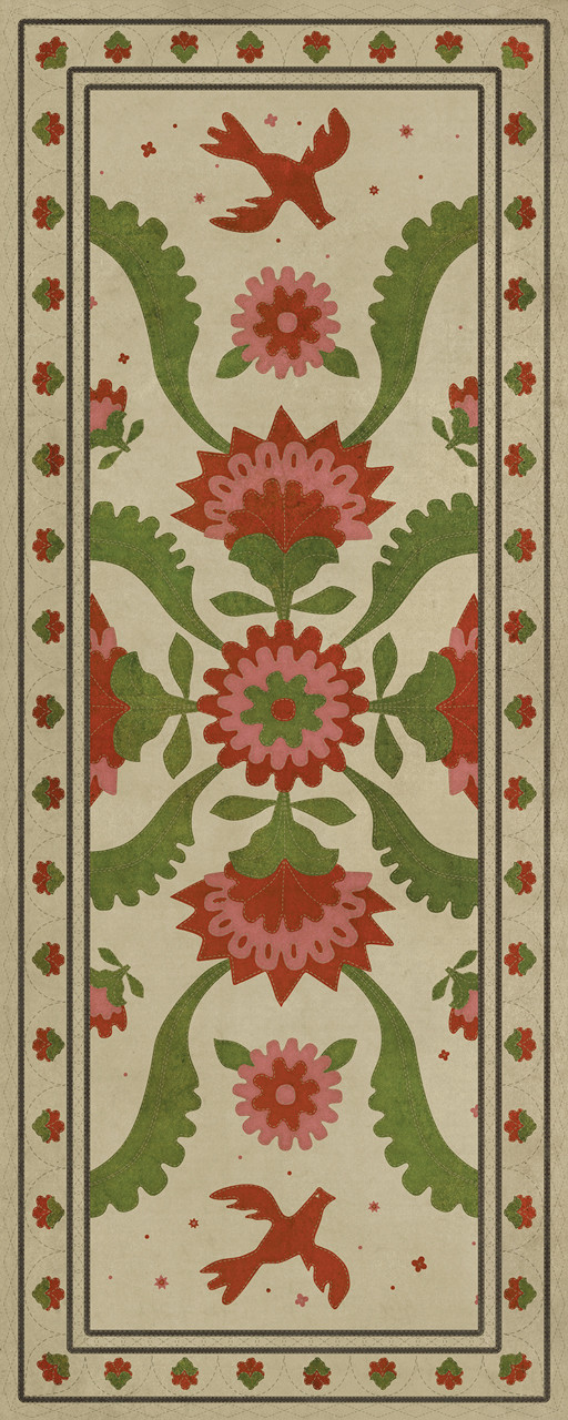 Williamsburg Applique The Frolic - vinyl floor cloth size 36x90