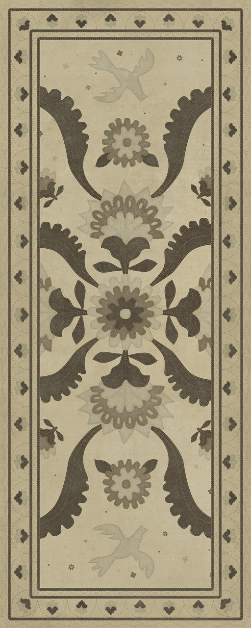 Williamsburg Applique With Joy We Strung - vinyl floor cloth size 36x90