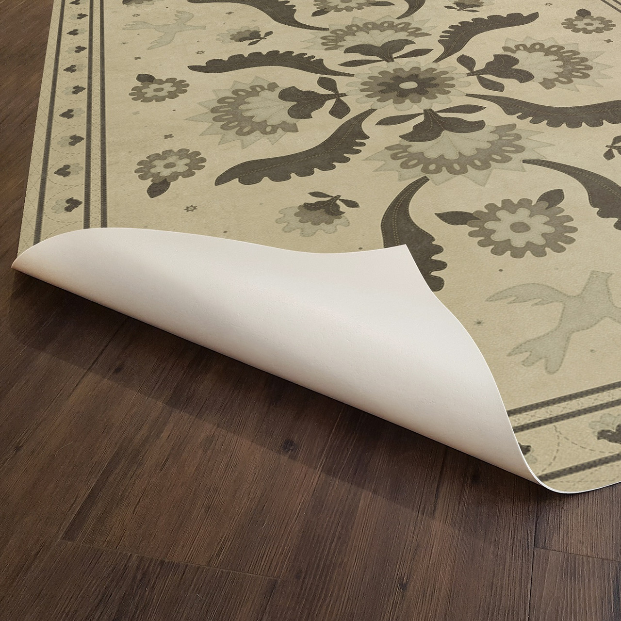 Williamsburg Applique With Joy We Strung - vinyl floor cloth underside 