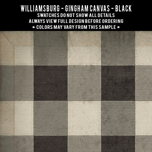 Williamsburg Gingham Canvas Black - vinyl floor cloth swatch sample