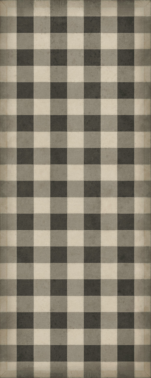 Williamsburg Gingham Canvas Black - vinyl floor cloth size 36x90