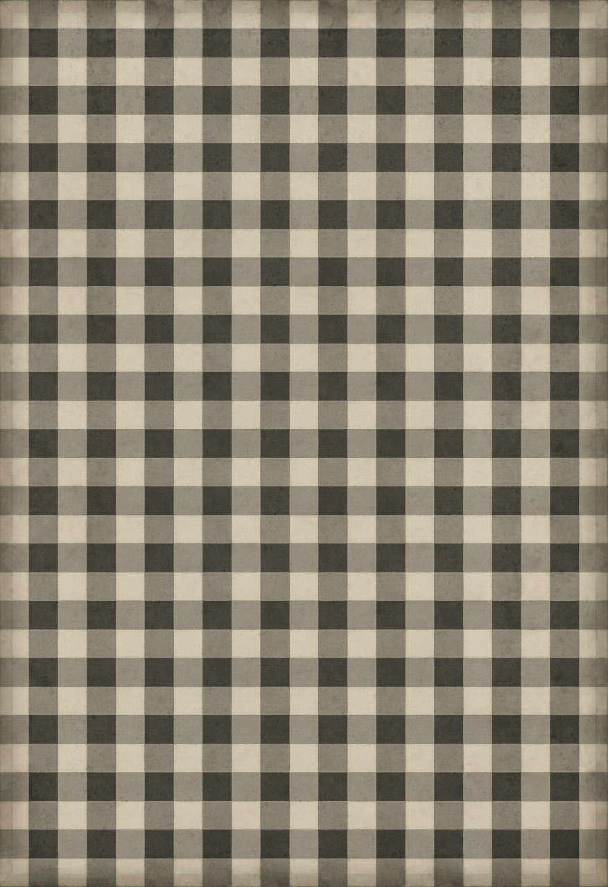 Williamsburg Gingham Canvas Black - vinyl floor cloth sizes 96x140, 120x175