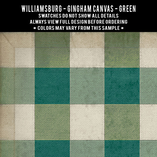 Williamsburg Gingham Canvas Green - vinyl floor cloth swatch sample