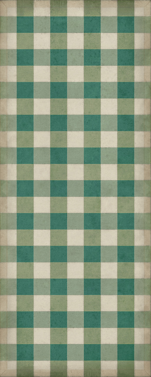 Williamsburg Gingham Canvas Green - vinyl floor cloth size 36x90