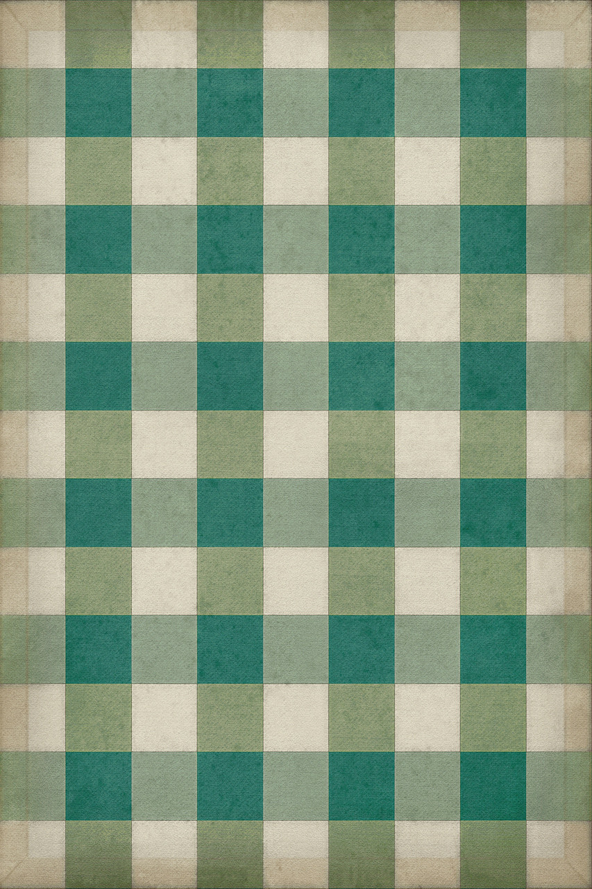 Williamsburg Gingham Canvas Green - vinyl floor cloth sizes 20x30, 24x36, 38x56