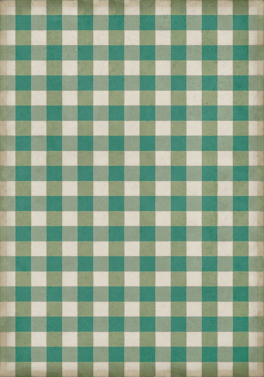 Williamsburg Gingham Canvas Green - vinyl floor cloth size 84x120