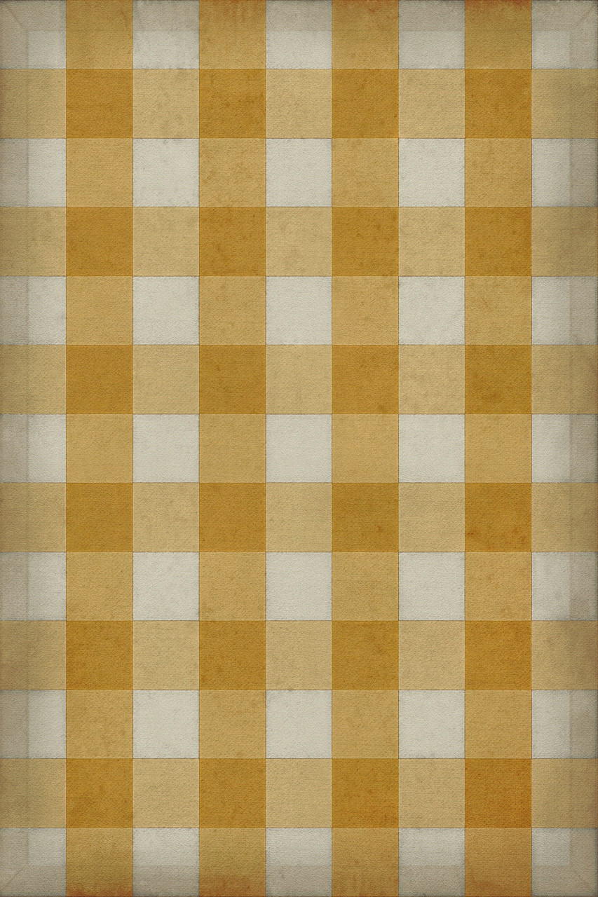 Williamsburg Gingham Canvas Yellow - vinyl floor cloth sizes 20x30, 24x36, 38x56