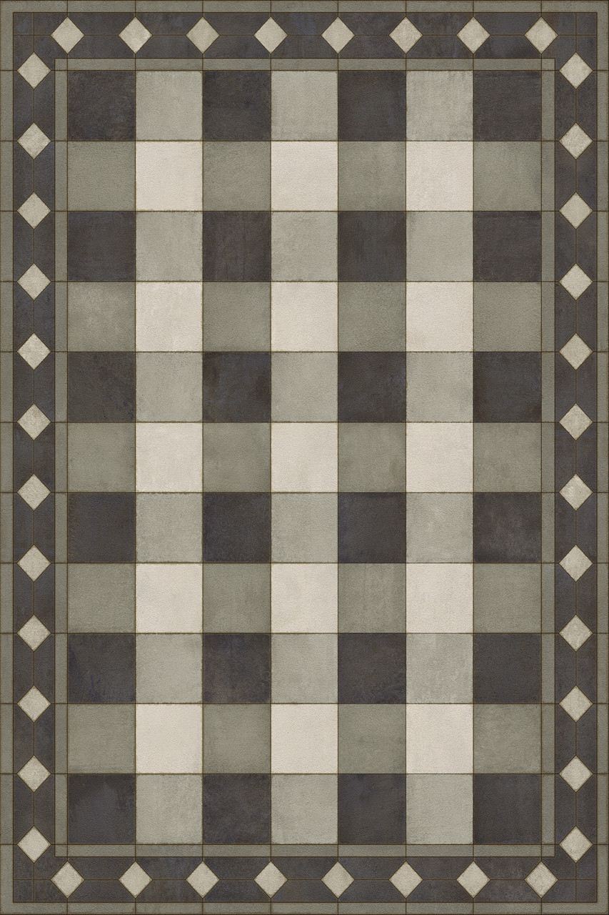 Williamsburg Gingham Tile Black - vinyl floor cloth sizes 20x30, 24x36, 30x44, 38x56