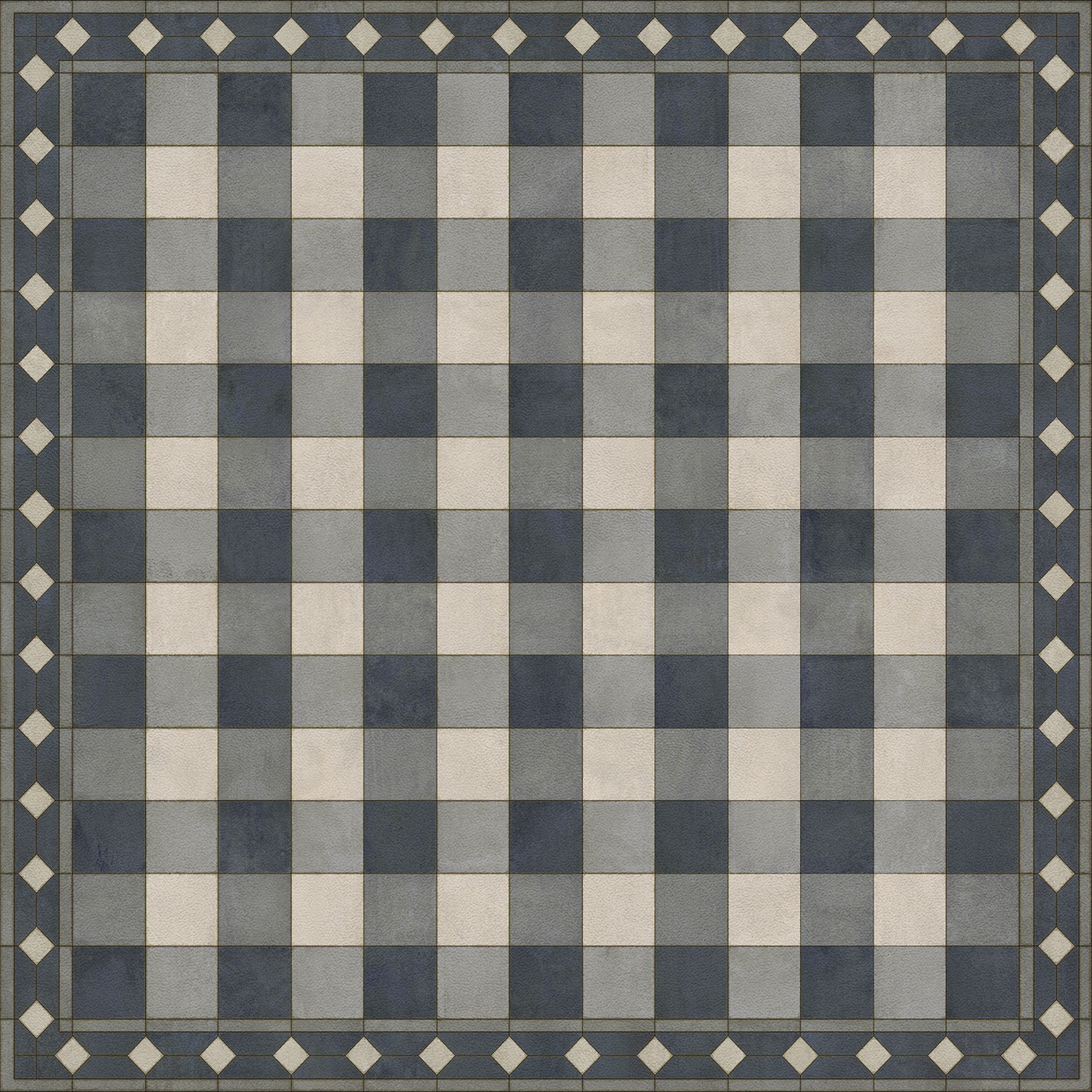 Williamsburg Gingham Tile Blue - vinyl floor cloth sizes 60x60, 72x72