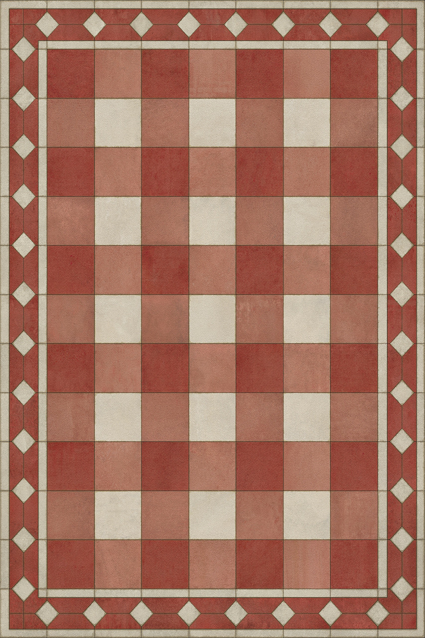 Williamsburg Gingham Tile Red - vinyl floor cloth sizes 20x30, 24x36, 38x56